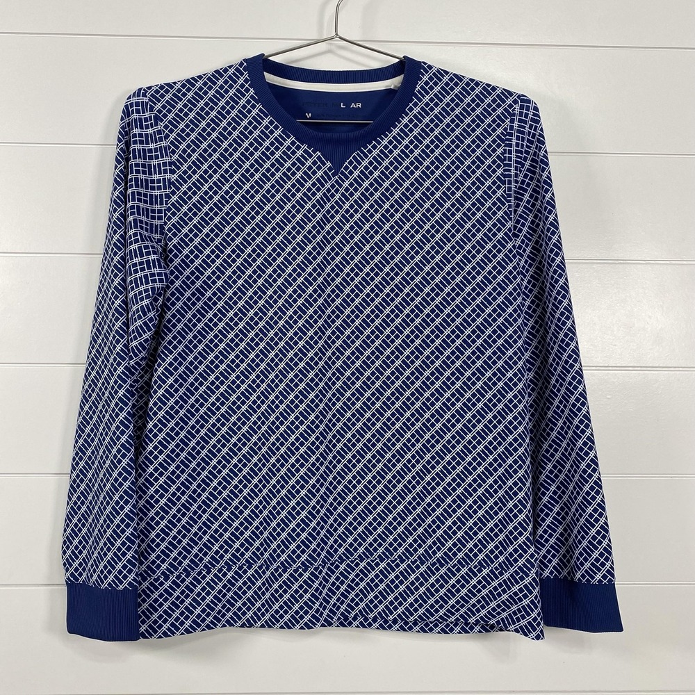 Peter Millar‎ Pullover Mens Medium Geometric Print Long Sleeve Performance Golf